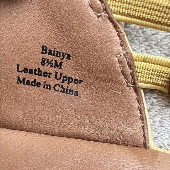 L’amour Des Pieds Bainya Gold Mustard Yellow Leather Wedge Heel Sandal Women 8.5 - Picture 13 of 16